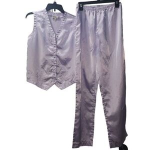 Katherine Casual‎ Elegance Vest and Pants Set Embroidered Details Size Small